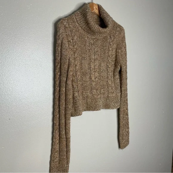 PILCRO | Cableknit Shine Wool Blend Turtleneck Sweater - Picture 11 of 15